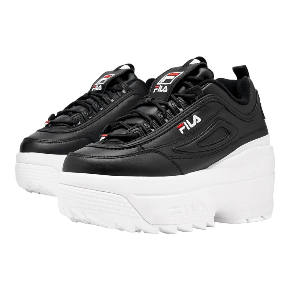 FILA Disruptor II Premium Platform Sneakers Black White sz 6.5 Chunky Shoes NEW - Picture 2 of 16